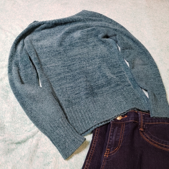 Wet Seal Chenile V-Neck Teal Sweater Size Medium - Picture 5 of 6